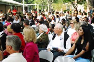 friends and colleagues gather